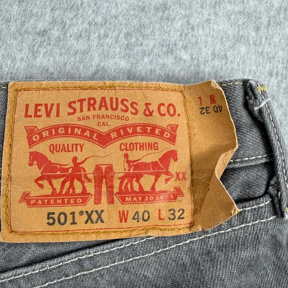 Levis 501XX Jeans Mens 40 Gray Medium Wash Regular Straight Button Fly 40x30